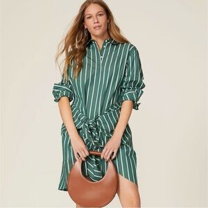 Derek Lam 10 Crosby Green Striped Shirt Dress